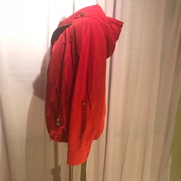 Michael Kors Red Hooded Rain Coat w/ Gold Detail! - Picture 4 of 8
